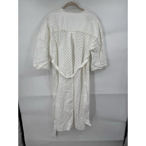 Carbon 38 Eyelet Kimono Robe Women M/L White Swim Cover Beach Coastal Waist Tie - Picture 3 of 7